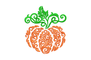 Floral Swirls Pumpkin Embroidery Design