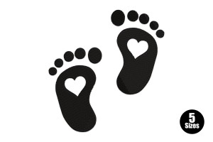 Free Baby Footprint Heart Machine Embroidery Design