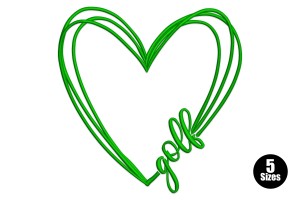 Free Heart Golf Machine Embroidery Design