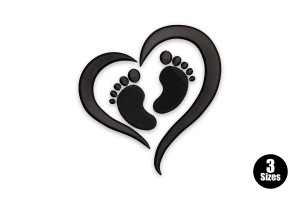 Free Heart with Baby Footprints Machine Embroidery Design