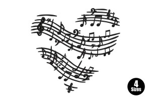 Free Music Notes Heart Machine Embroidery Design