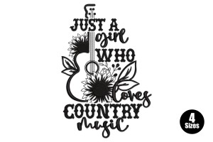 Just a Girl Who Loves Country Music Embroidery Design