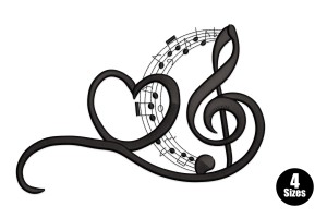 Musical Heart Embroidery Design