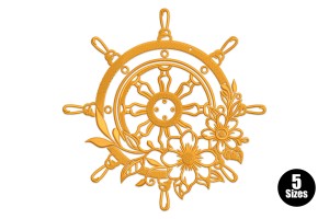 Nautical Ship Wheel Machine Embroidery Design