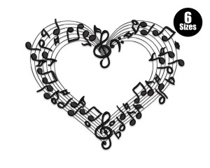 Heart Shaped Music Notes Embroidery Design