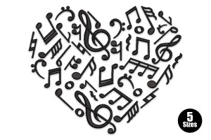 Free Heart Shaped Music Notes Embroidery Design