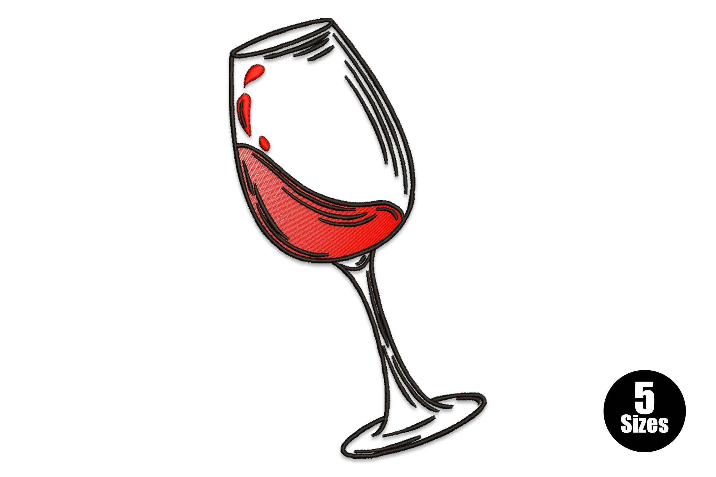 Wine Glass Embroidery Design