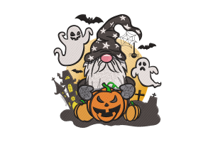 Ghostly Gnome Halloween Embroidery Design
