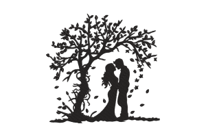 Free Romantic Couple Under Tree Embroidery Design