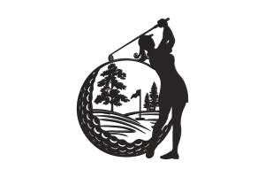 Woman Golfer Silhouette Embroidery Design