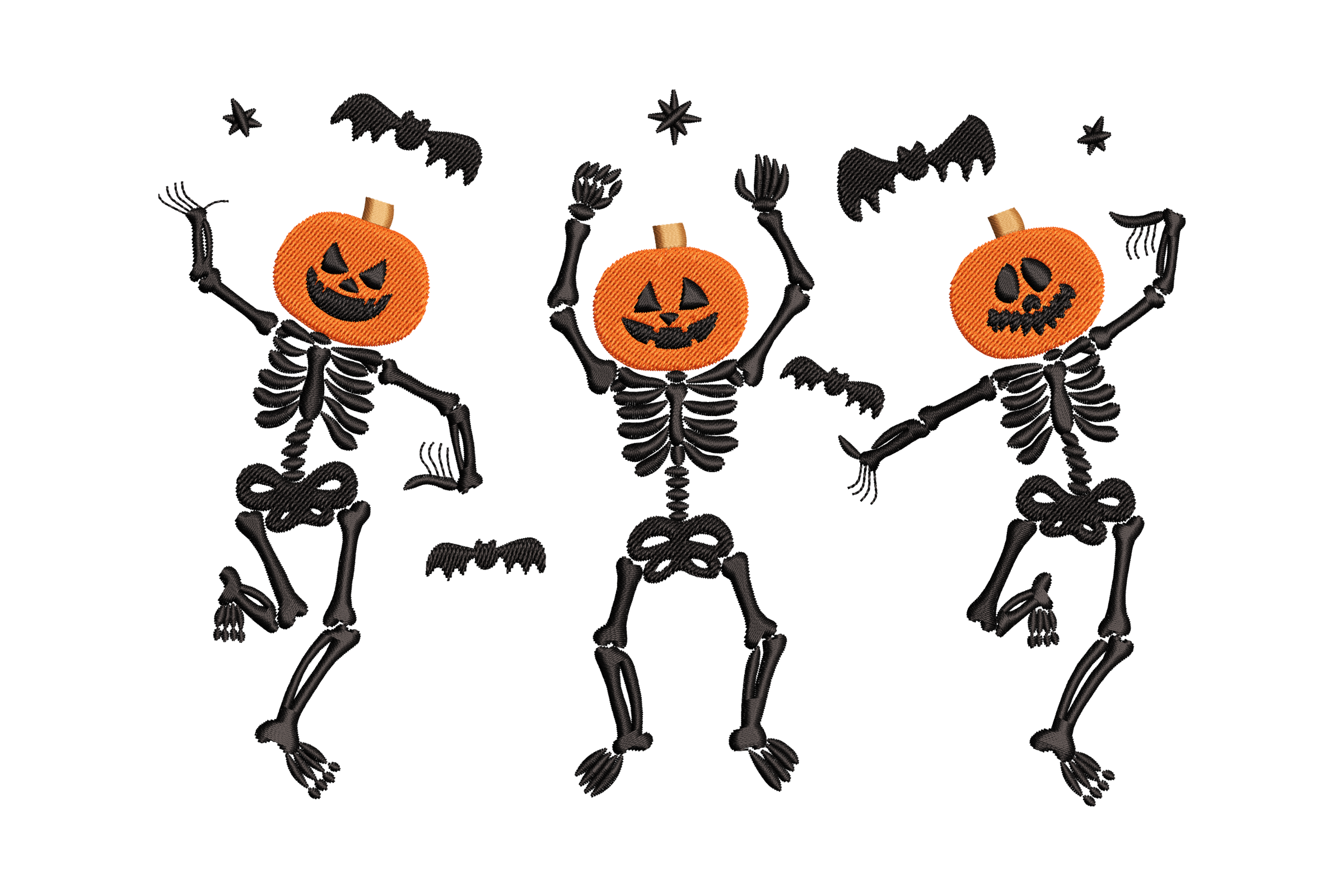 Free Halloween Skeleton Pumpkin Embroidery Design
