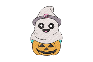 Spooky Ghost and Pumpkin Embroidery Design