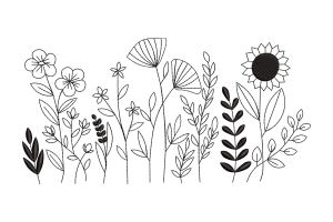 Modern Floral Outline Embroidery Design