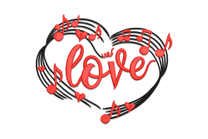 Free Heartfelt Love Music Notes Embroidery Design
