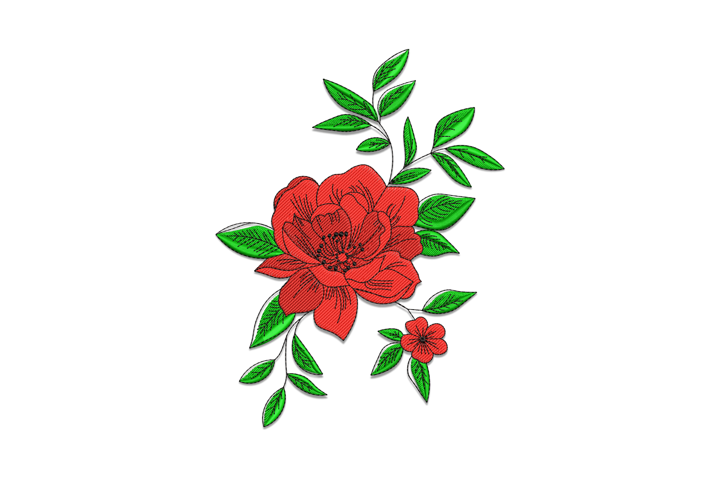 Free Red Rose Bouquet Machine Embroidery Design