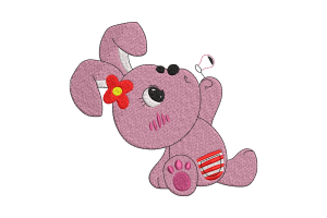 Playful Pink Bunny Machine Embroidery Design