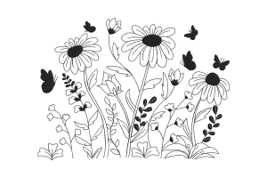 Free Butterfly Floral Embroidery Design