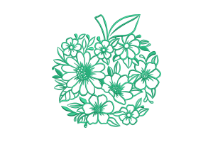 Floral Apple Embroidery Design