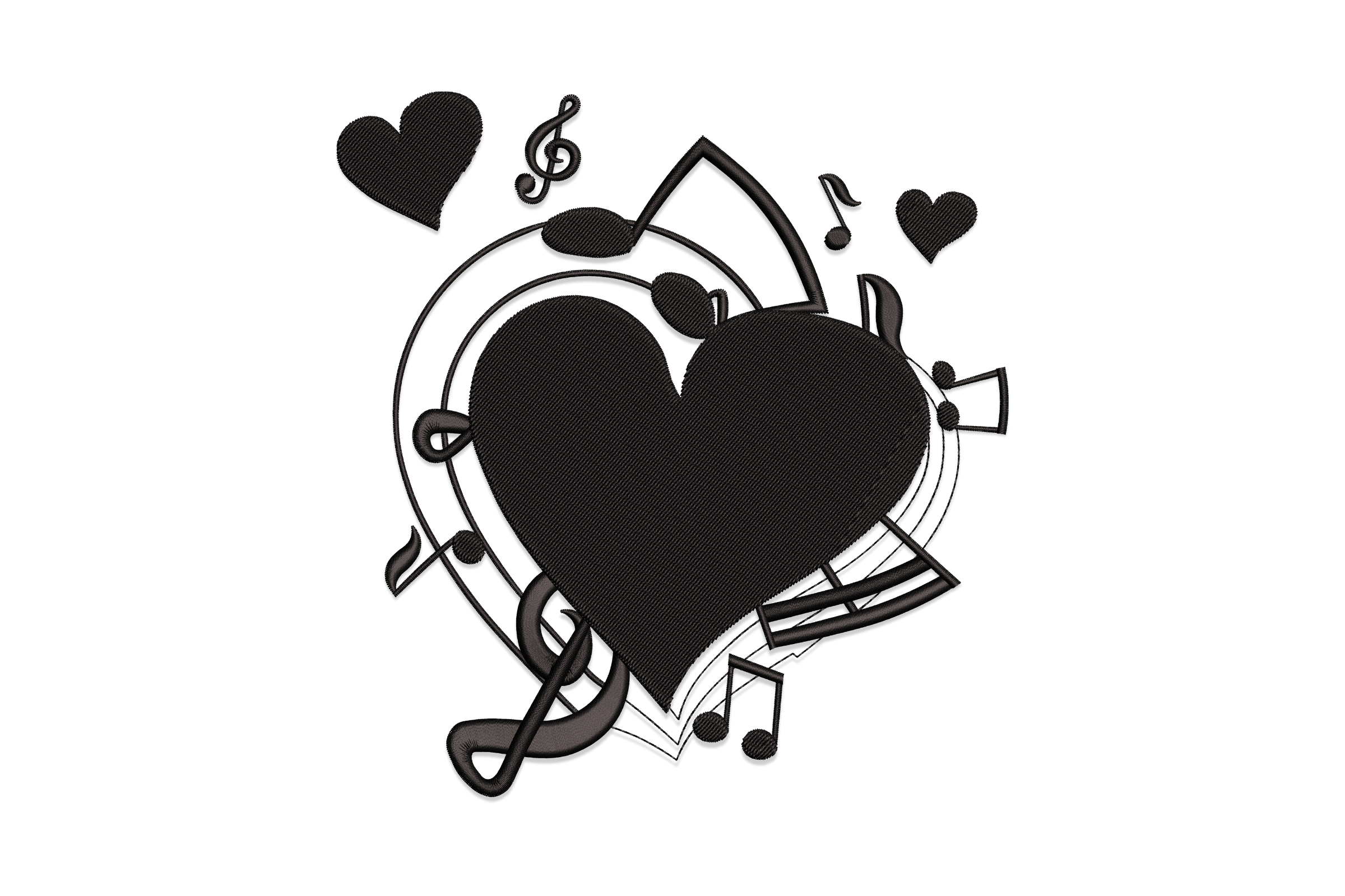 Free Heart Music Note Machine Embroidery Design