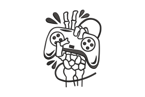 Skeleton Gamer Embroidery Design