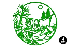 Waterfall Nature Scene Machine Embroidery Design