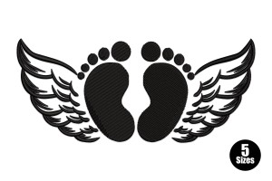 Winged Baby Footprints Embroidery Design