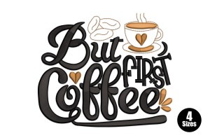 Coffee Heart Steam Embroidery Design