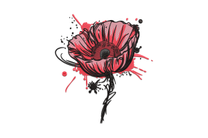 Abstract Poppy Flower Embroidery Design