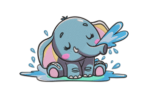Adorable Baby Elephant Embroidery Design