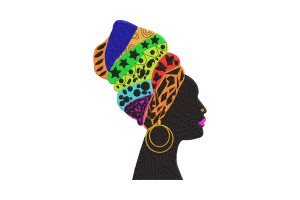 African Woman Headwrap Embroidery Design