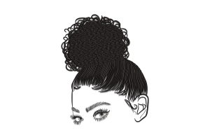 Afro Bun Hairstyle Embroidery Design