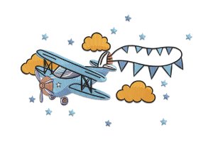Airplane with Banners Embroidery Design