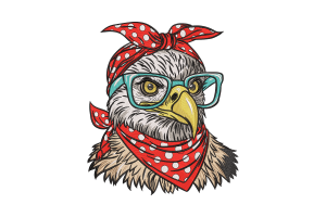 American Eagle with Glasses Machine Embroidery Design