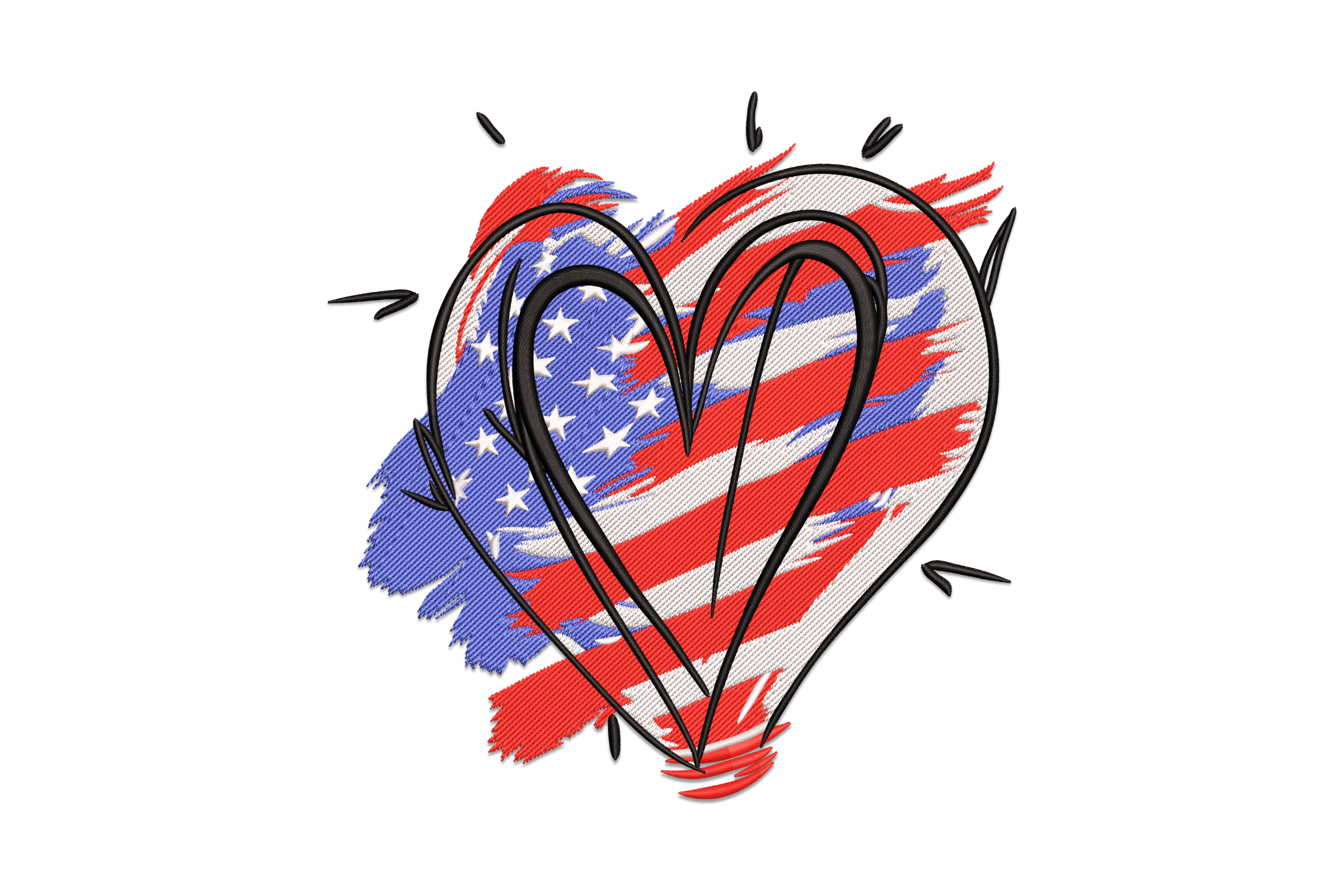 American Flag Heart Machine Embroidery Design