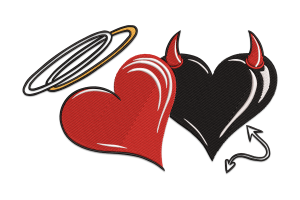 Angel & Devil Hearts Embroidery Design