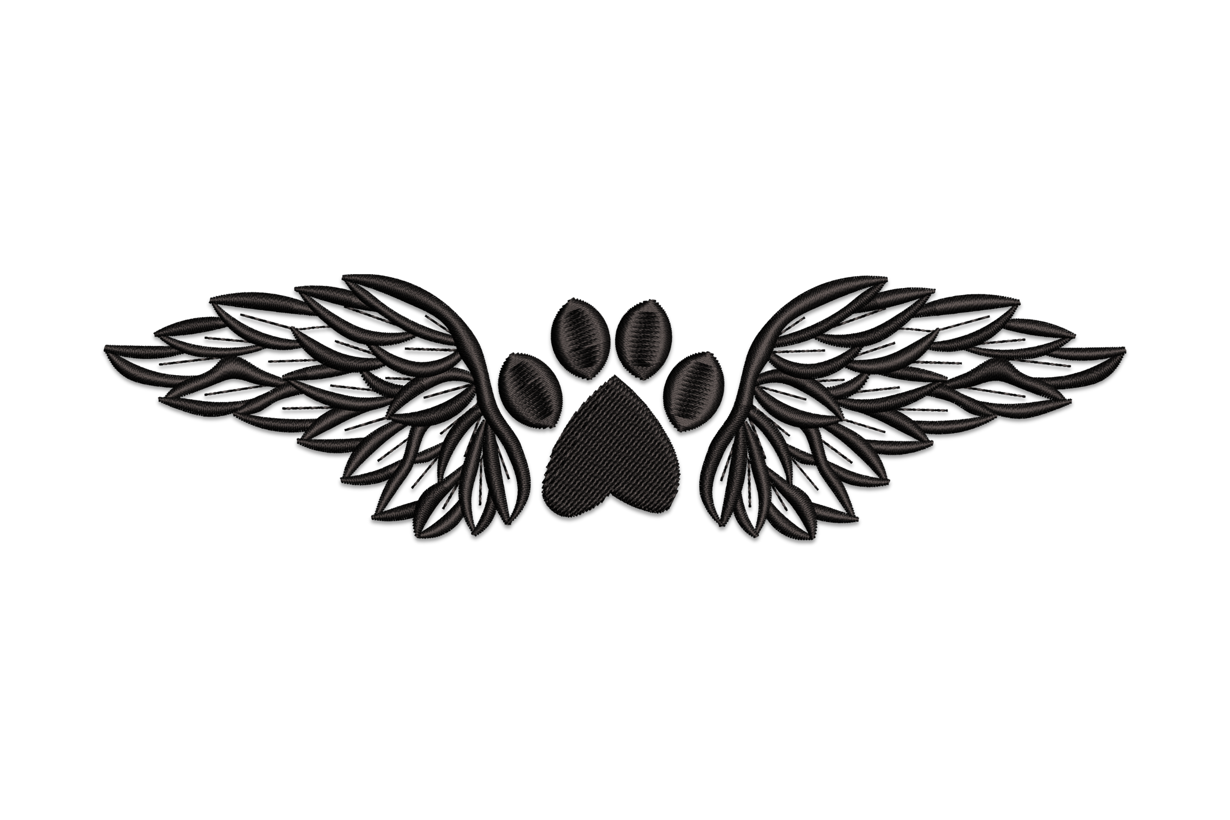 Angel Paw Wings Embroidery Design