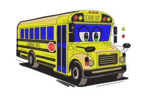Animated School Bus Embroidery Design