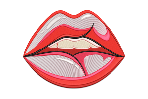 Artistic Lips Embroidery Design