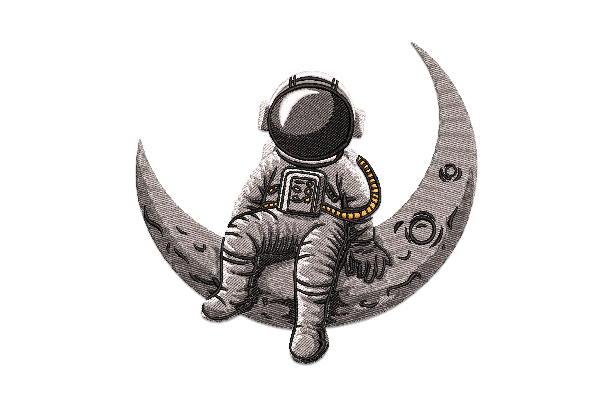 Astronaut on the Moon Embroidery Design