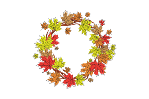 Autumn Leaf Wreath Embroidery Design
