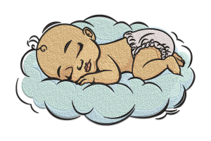 Baby Sleeping on Cloud Embroidery Design