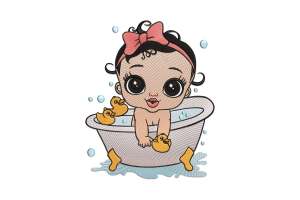 Baby in Bathtub Embroidery Design