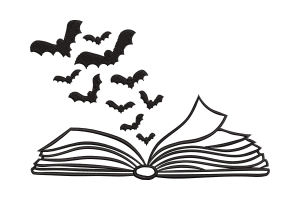 Bats Flying from an Open Book Embroidery Design