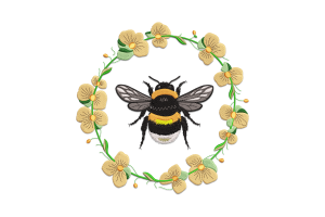 Beautiful Bumble Bee Wreath Embroidery Design