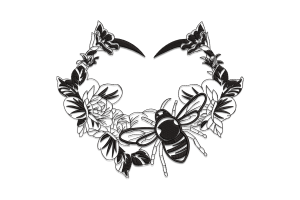 Bee and Floral Wreath Embroidery Design
