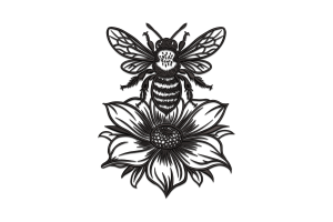 Bee and Flower Embroidery Design
