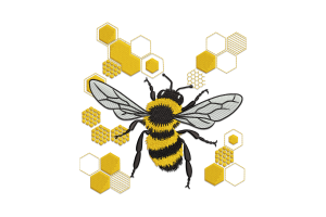 Bee and Honeycomb Embroidery Design