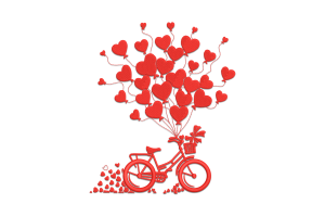 Bicycle with Heart Balloons Embroidery Design
