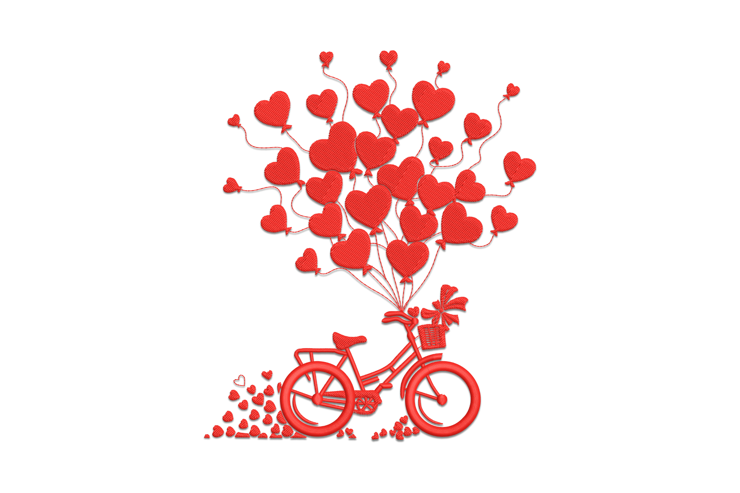 Bicycle with Heart Balloons Embroidery Design