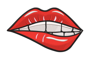 Biting Lips Embroidery Design